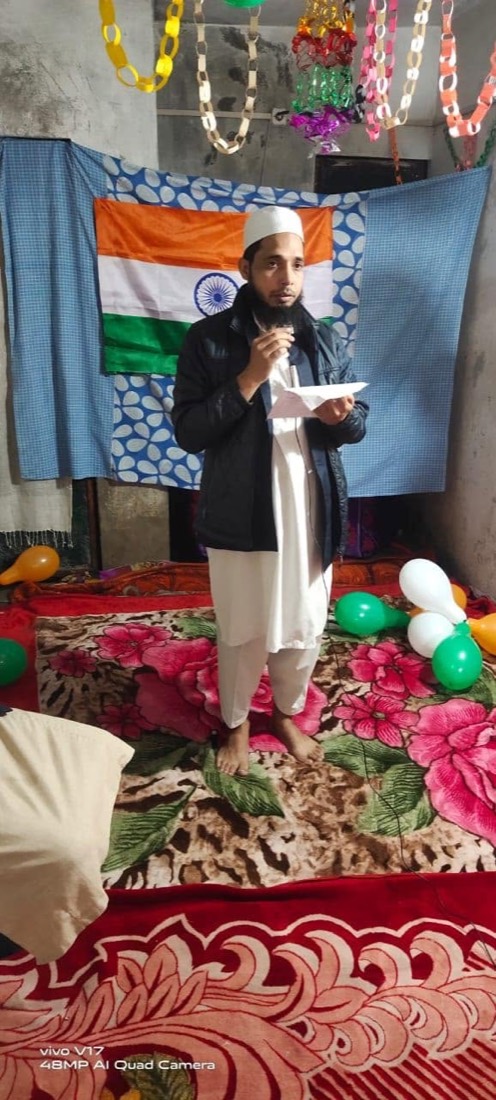 A trust member addressing the Independence Day gathering